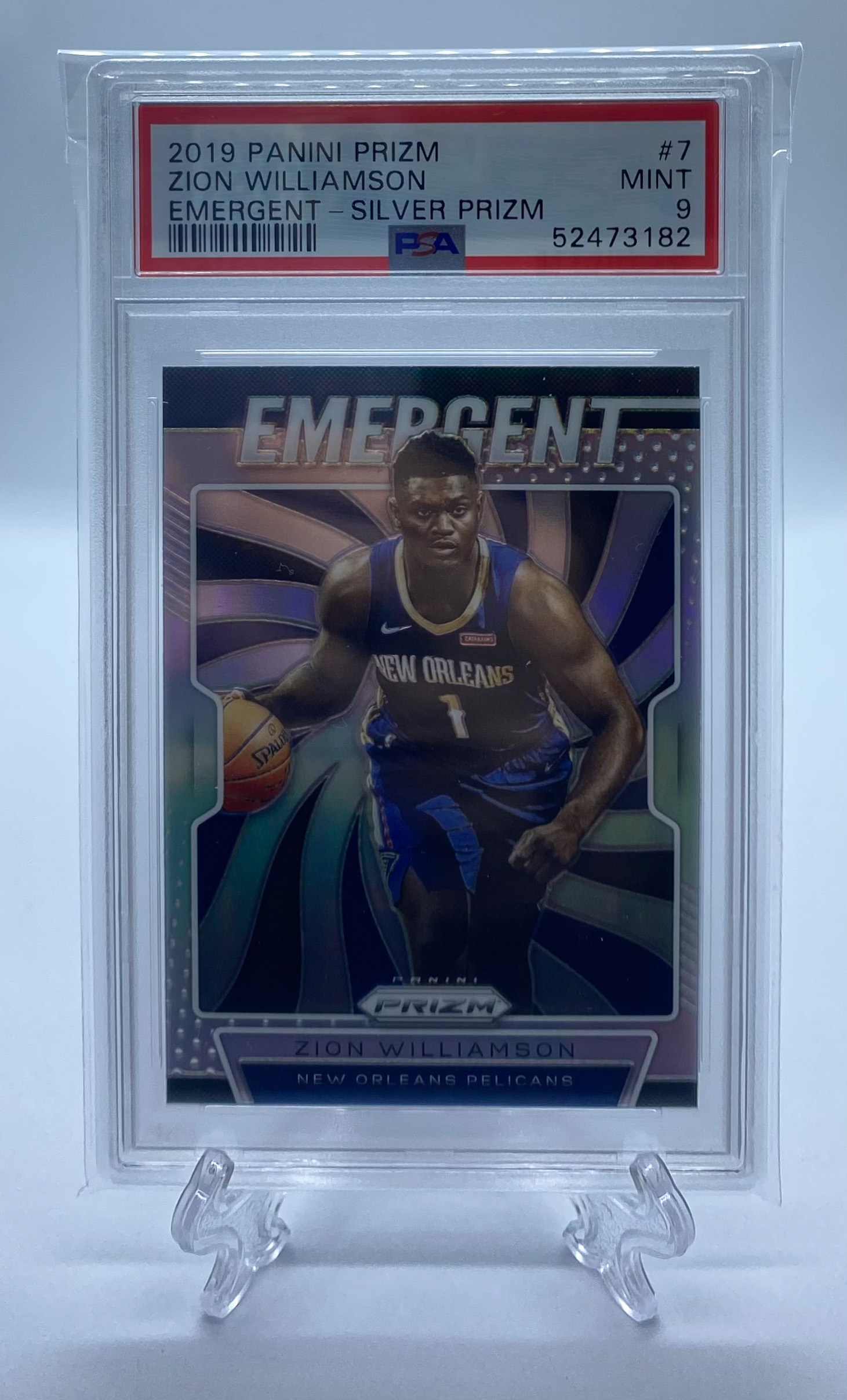 2019/20 Panini Prizm Zion Williamson RC Emergent Silver Prizm PSA 9 - Owls Collectibles - Trusted American Sports Cards & Toy Supplier Located In Delray Beach, Florida