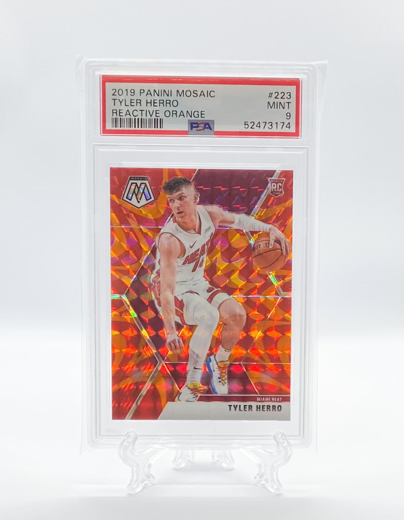 Tyler Herro – Mosaic Reactive Orange Rookie PSA 9 - Owls Collectibles - Trusted American Sports Cards & Toy Supplier Located In Delray Beach, Florida